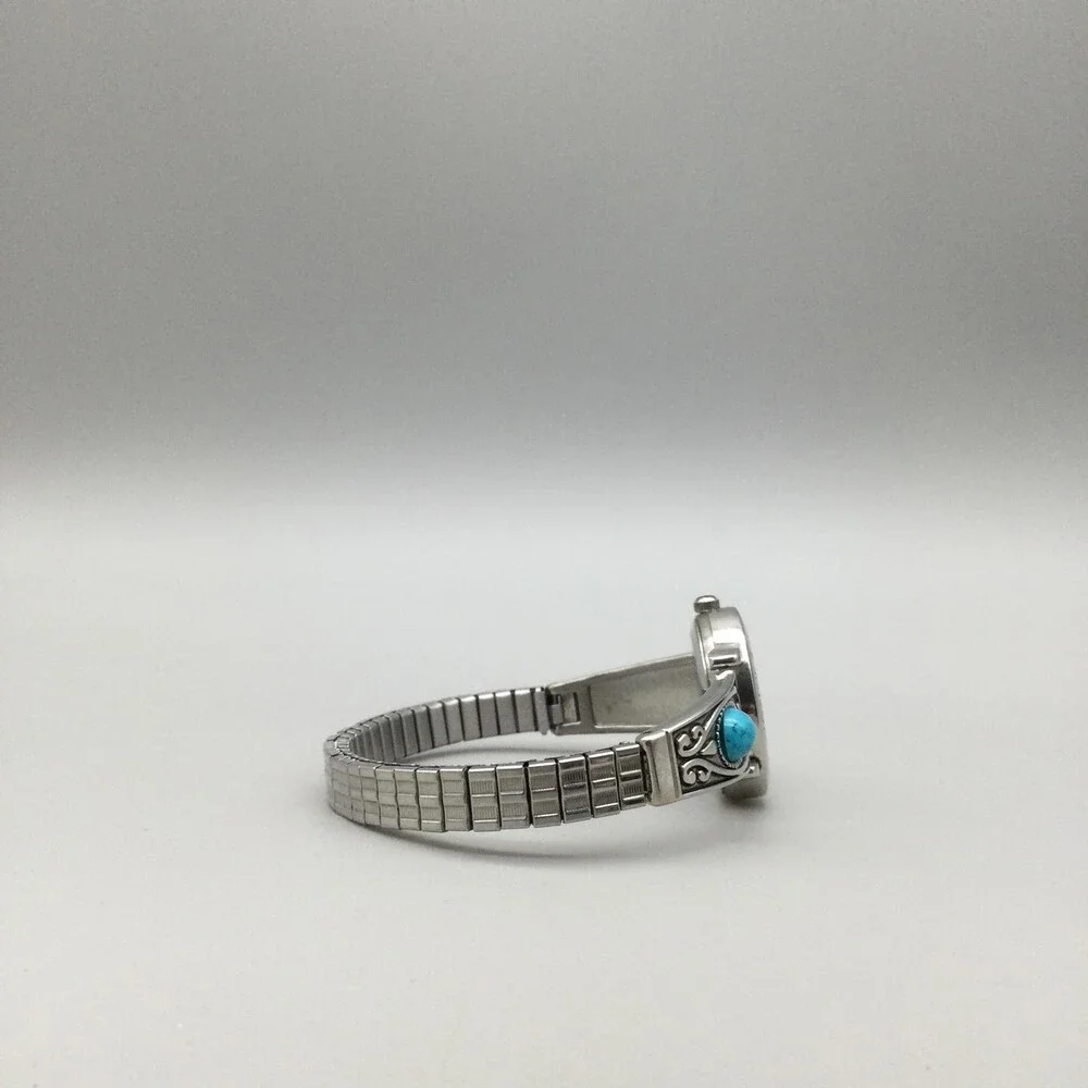 Accutime Womens Watch 25mm Southwest Silver Tone Stretch Band New Battery